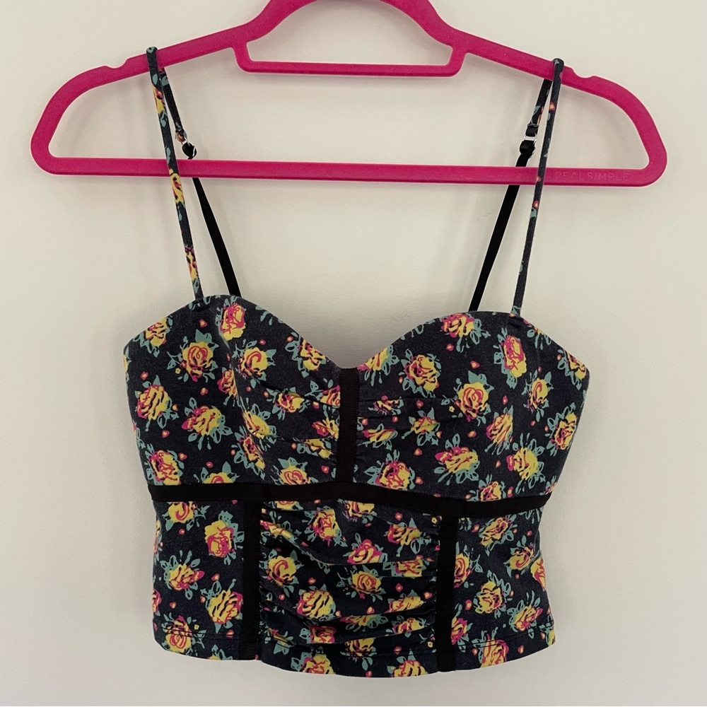 Victoria’s Secret Black Floral Crop Top